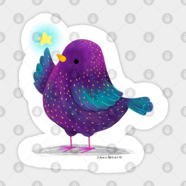 European Starling Bird with a star Sticker by julianamotzko